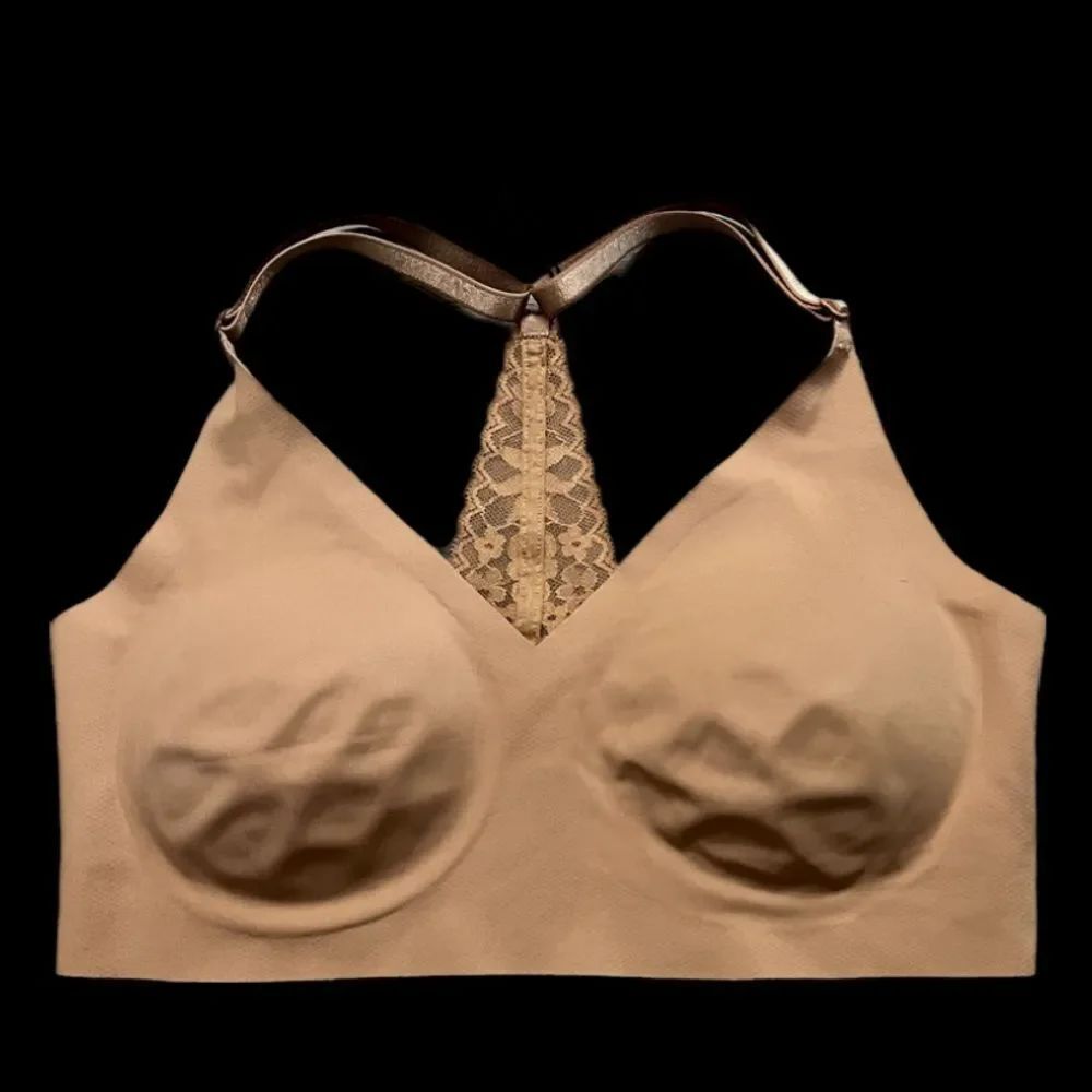Victorias Secret Seamless Naked’s Smooth Raw Laser Cut Racerback Bralette tan L